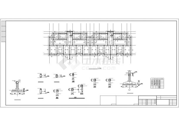 某地六层框架结构住宅楼结构cad施工图（坡屋面条基）-图二