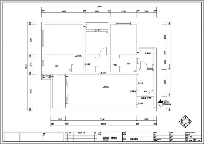 简约时尚三室两厅家装施工图（含效果图）_图1