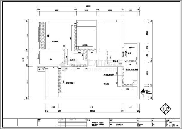 简约时尚三室两厅家装施工图（含效果图）-图二