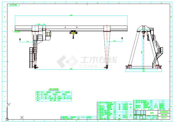 10吨龙门吊CAD图纸（共2张图）-图一