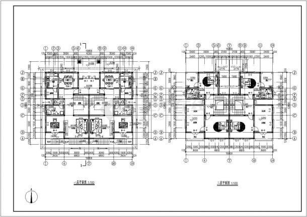 湖南私人三层别墅建筑施工设计CAD图-图二