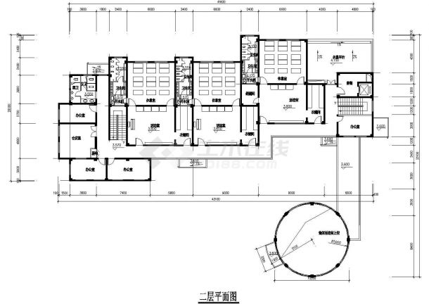 两层幼儿园建筑施工方案设计CAD图纸-图二