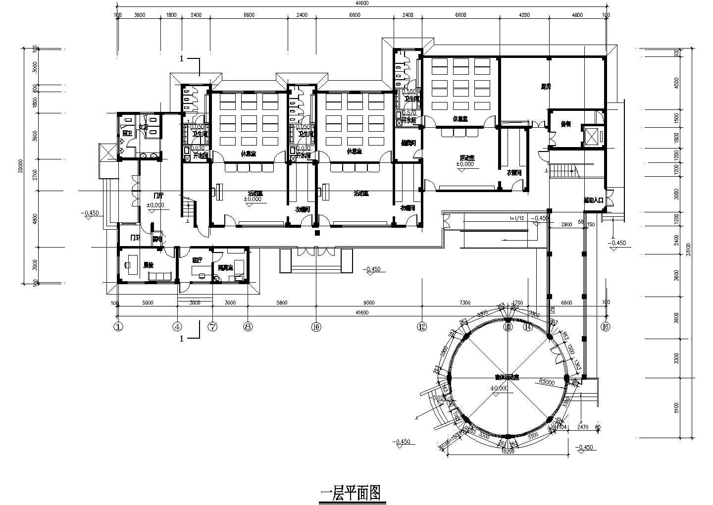 两层幼儿园建筑施工方案设计CAD图纸