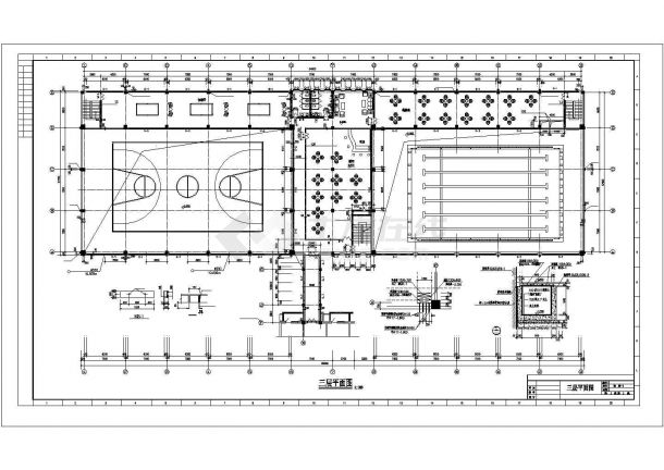 现代化大型体育馆CAD建筑施工设计图纸-图二