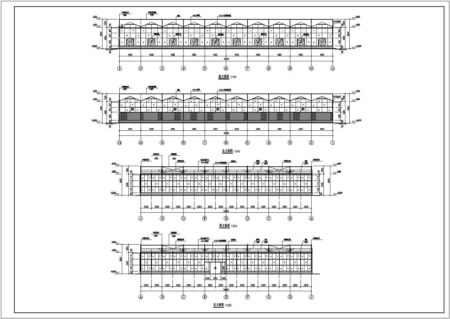 某阳光智能温室大棚建筑结构施工图纸