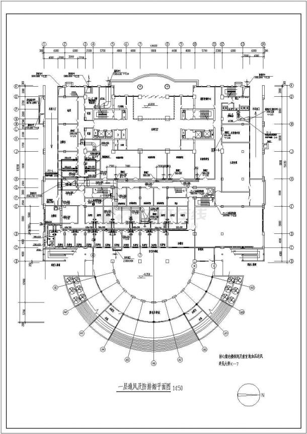 青岛市某高层办公楼空调设计施工CAD布置图-图二