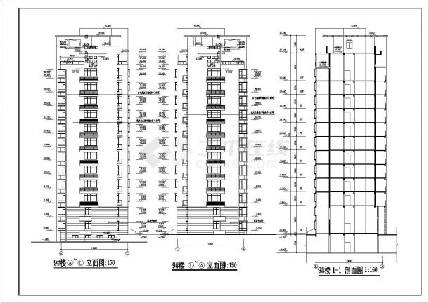 一套详细的高层住宅建筑图（共9张）-图一