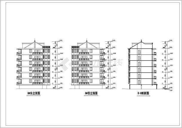 某地区一套多层住宅建筑图（共5张）-图二