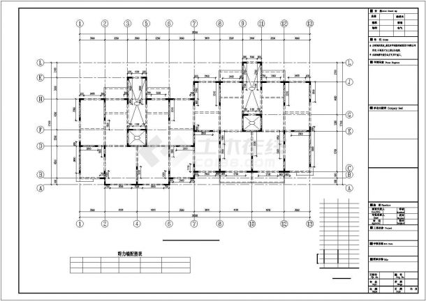 框架剪力墙住宅结构施工CAD布置图-图一