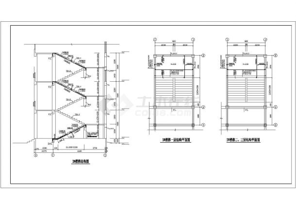 框架结构小学教学楼结构施工图（三层独立基础）-图二