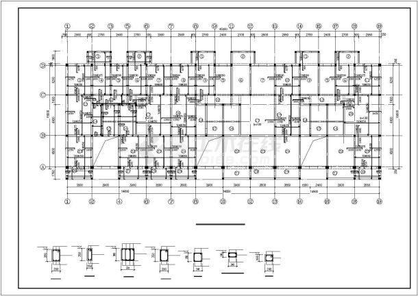 框架结构住宅楼结构施工图（六层筏板基础）-图二