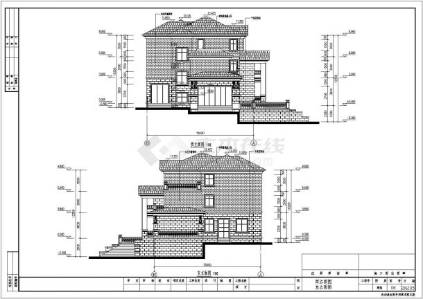 三层别墅建筑施工设计图纸（带地下室）-图二
