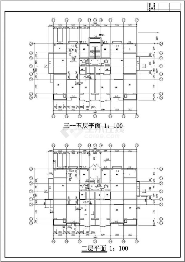 某地公寓住宅楼建筑cad施工图-图二