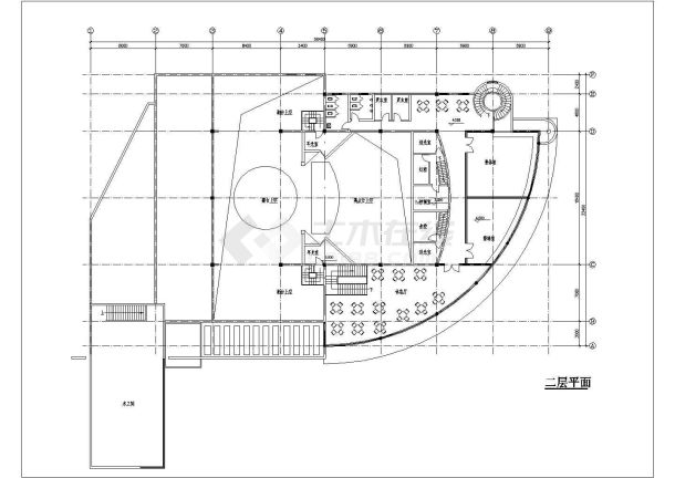 中小型剧场建筑设计方案平面图（两张）-图二