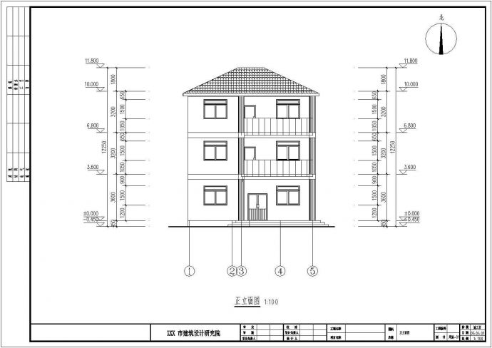 农村地区三层别墅楼建筑施工设计图_图1