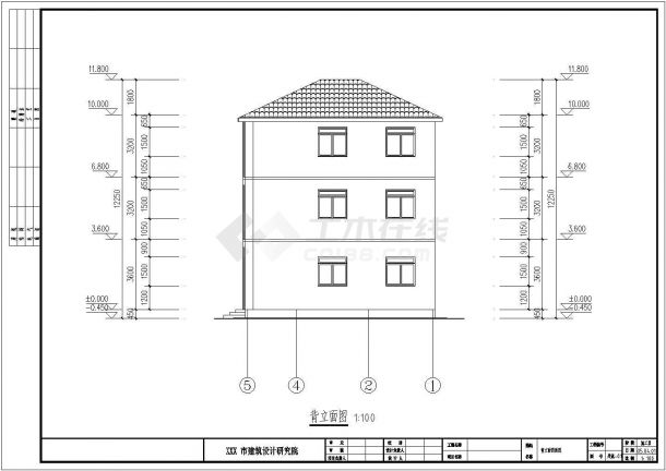 农村地区三层别墅楼建筑施工设计图-图二
