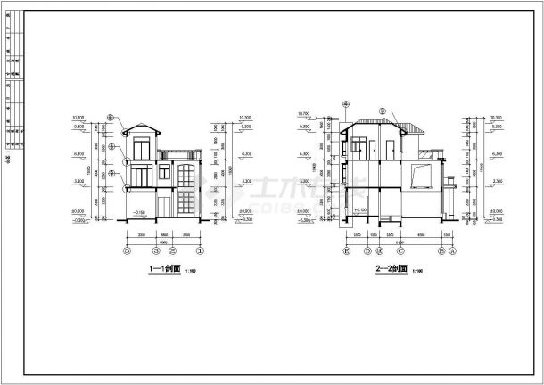 三层高档别墅全套建筑设计施工图-图二