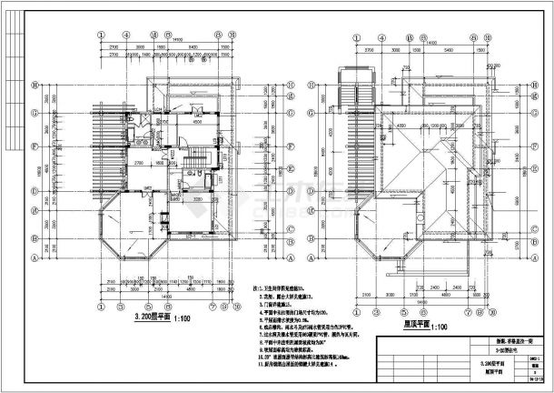 [香格里拉]某二层别墅建筑设计施工CAD图-图二
