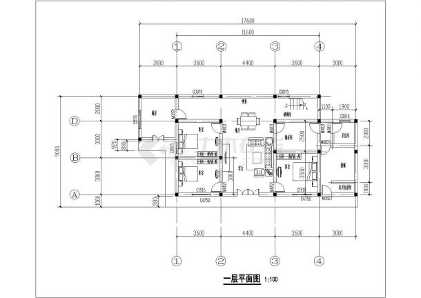 常见农村一层住宅建筑设计施工图纸-图二