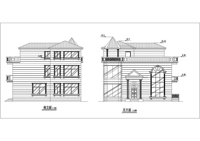 某地小型经典别墅建筑方案设计图_图1
