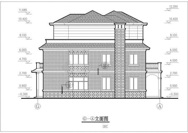某地单体别墅施工设计CAD建筑图-图二