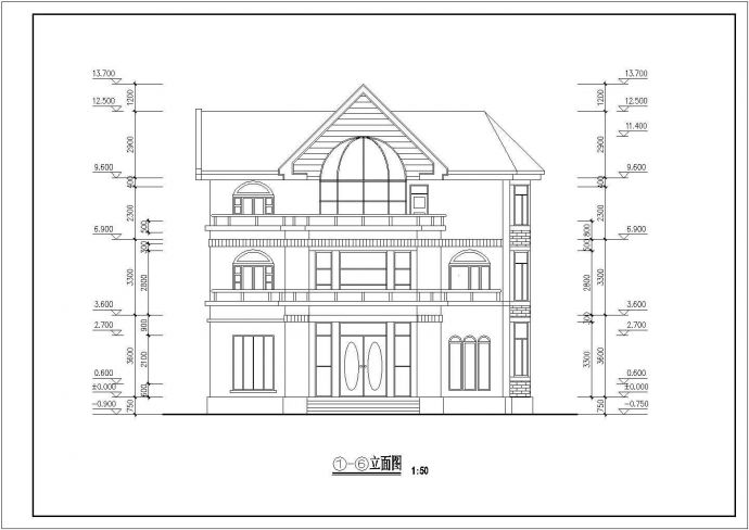 某别墅建筑施工CAD设计图_图1