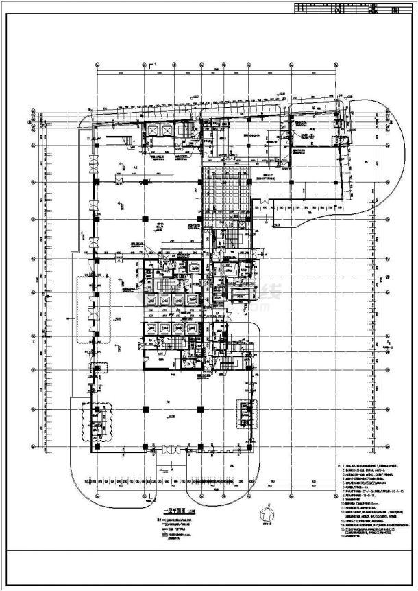 【福州】某商务写字楼建筑施工设计图-图二