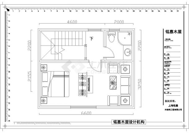 【上海】两张木屋结构平面设计方案图-图一