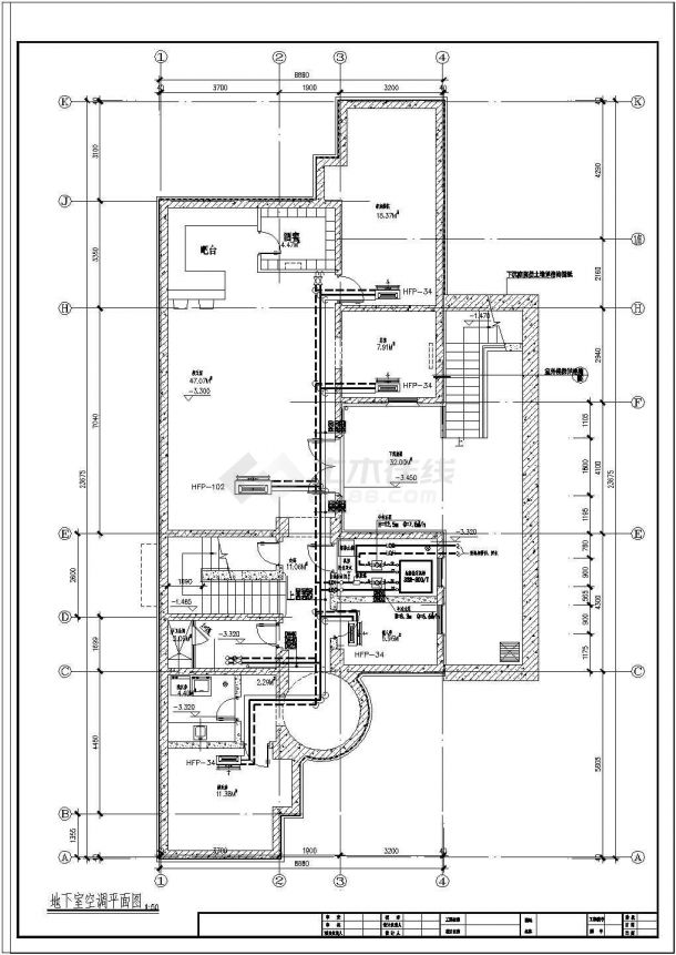 【北京】某三层现代风格别墅空调设计图纸-图一
