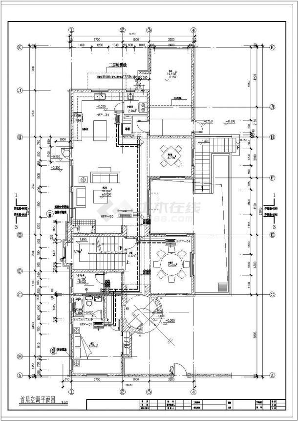 【北京】某三层现代风格别墅空调设计图纸-图二