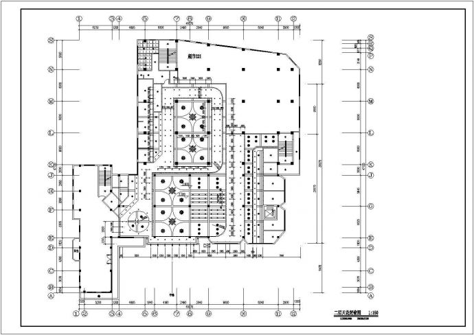 简明通透大型商业城室内CAD施工图（含夜景效果图）_图1