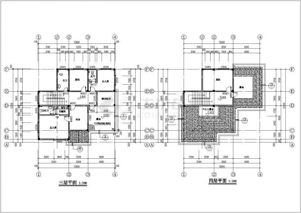 全套三层半别墅建筑设计施工图-图二