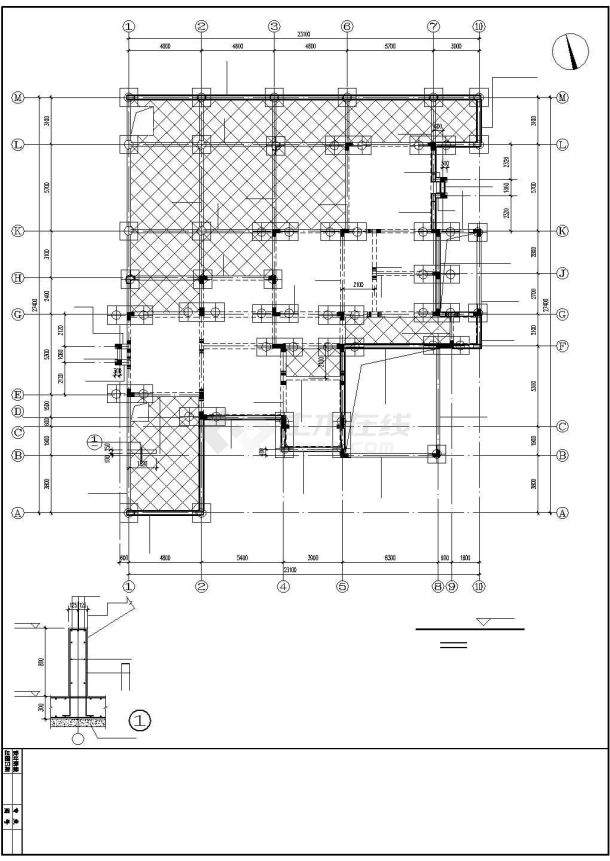 绍兴某框架住宅结构CAD平面布置参考图-图一