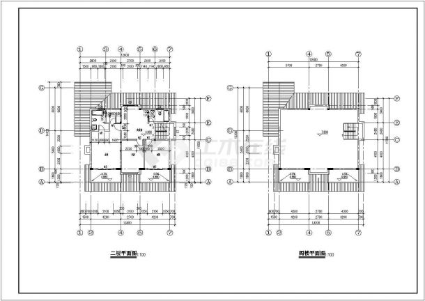 某地区两层木结构小别墅楼建筑施工全套图纸-图二