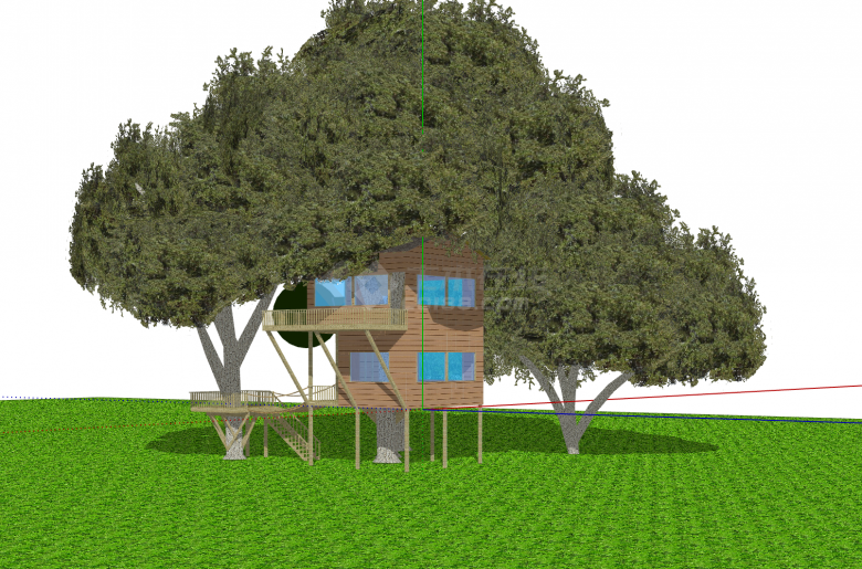 建在树上的木屋su模型-图一