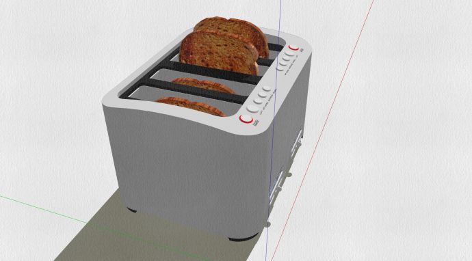 白色四格双控烤面包机su模型_图1