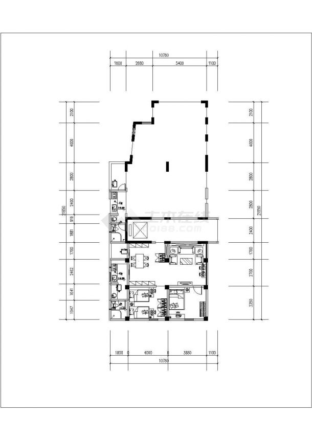 城中村出租屋设计cad基础平面图-图一