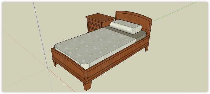 樱桃木弧形床头板单人床su模型_图1