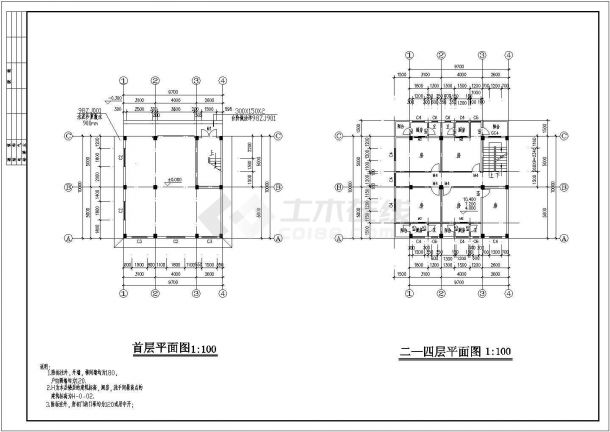 【浙江】某地私人住宅楼建筑设计施工图纸-图一
