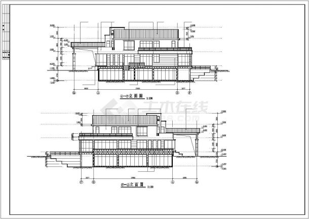 某地区休闲别墅建筑结构CAD平面布置参考图-图二