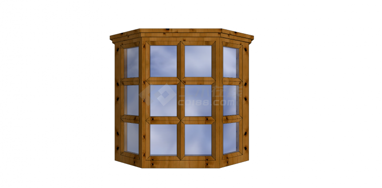 梯形外观木制窗户su模型-图一