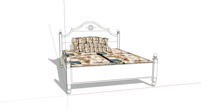 卡通图案床套木质白色大床su模型_图1