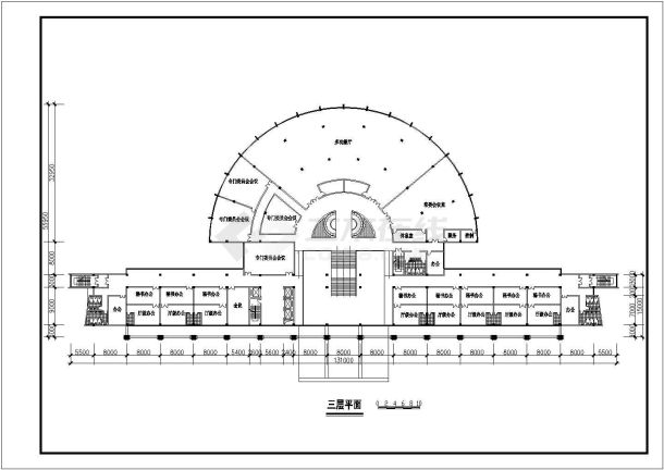 某六层办公大楼建筑设计方案CAD图-图二