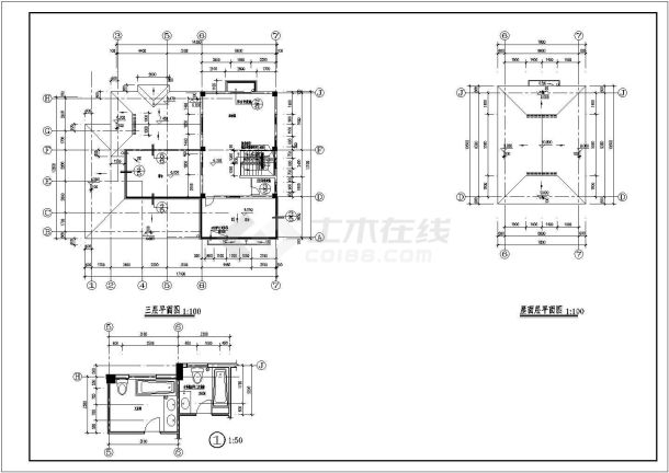 某地三层小型别墅建筑设计施工图纸-图二