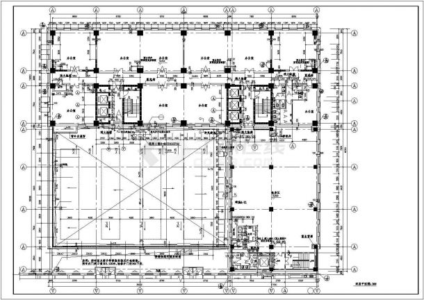 某地办公楼建筑设计施工CAD平面图-图一