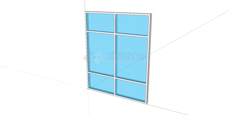 白色边框蓝色玻璃窗户su模型-图二