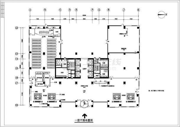 某地银河公司高层办公楼全套建筑设计施工CAD图-图一