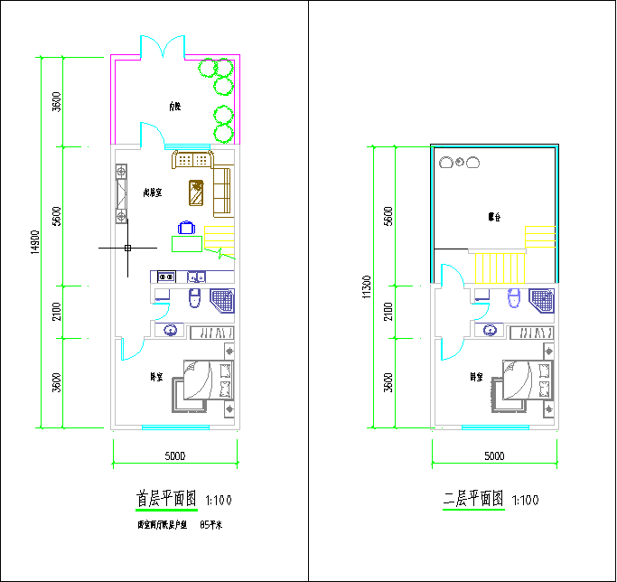 三套小开间别墅建筑平面方案图_图1