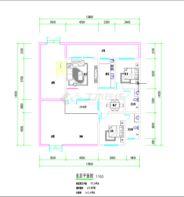 三套小开间别墅建筑平面方案图-图二