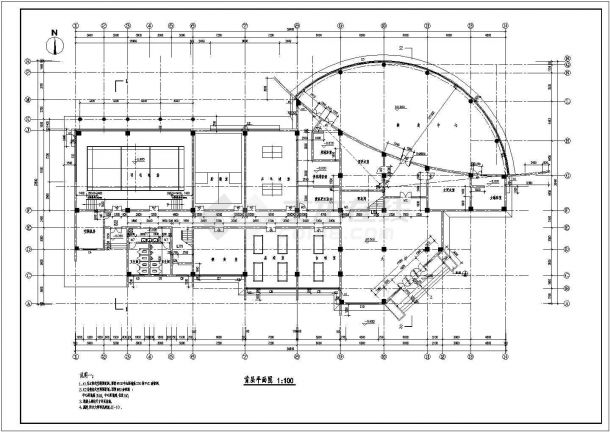 娱乐中心建筑施工设计CAD平面图-图一